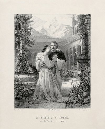 Gilbert Duprez (1806-1896) come Fernando e Rosine Stoltz (1815-1903) come Leonor de Guzmán nell